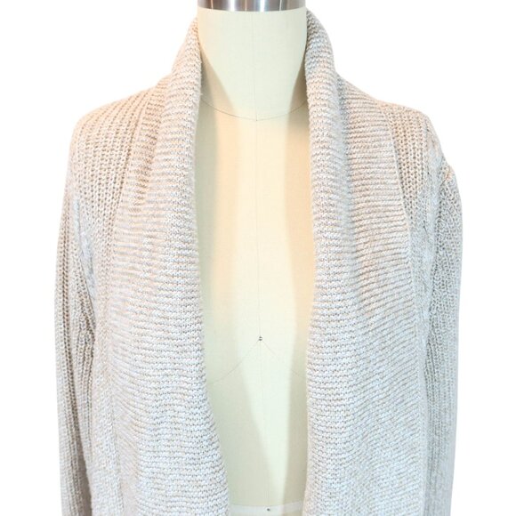 TALBOTS Chunky Cable & Shaker Stitch Open Front Cotton Cardigan Size XL Classic - Picture 3 of 8